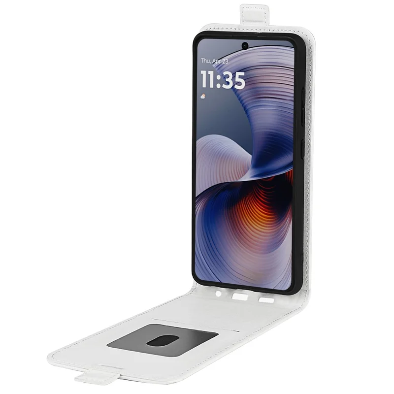 For Motorola Moto G55 5G Case with Card Slots Vertical Flip Leather Phone Cover - White