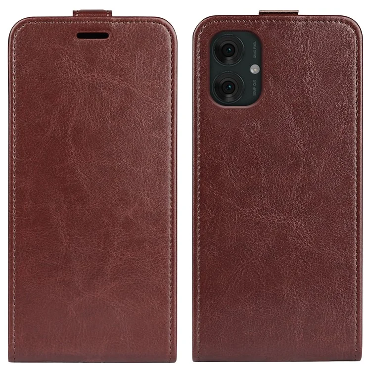 For Motorola Moto G55 5G Case with Card Slots Vertical Flip Leather Phone Cover - Brown