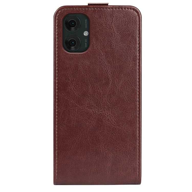 For Motorola Moto G55 5G Case with Card Slots Vertical Flip Leather Phone Cover - Brown