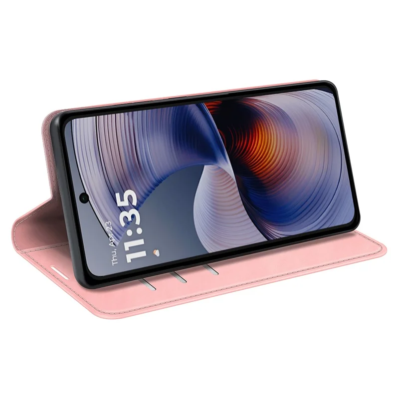 Per Motorola Moto G55 5G Custodia Pelle Effetto Pelle Portafoglio Cover per Telefono - Rosa