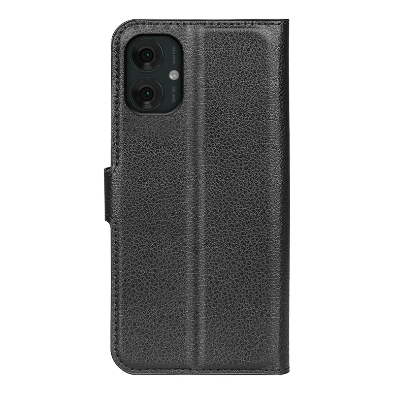 Pour Motorola Moto G55 5G Coque Texture Litchi Antichoc Portefeuille Étui Téléphone - Noir