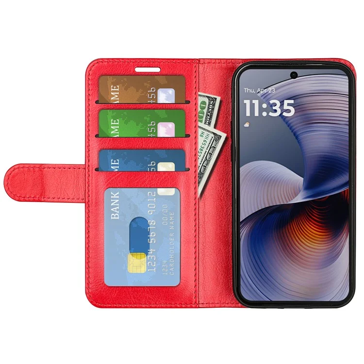 Pour Motorola Moto G55 5G Étui Portefeuille Texture Crazy Horse Stand Housse en Cuir - Rouge