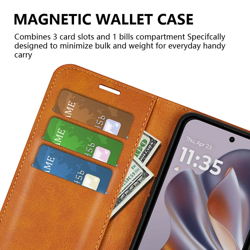 For Motorola Edge 50 Neo 5G / Moto S50 5G / Thinkphone 25 5G Stand Case Anti-Scratch Calf Texture Leather Phone Cover - Yellow