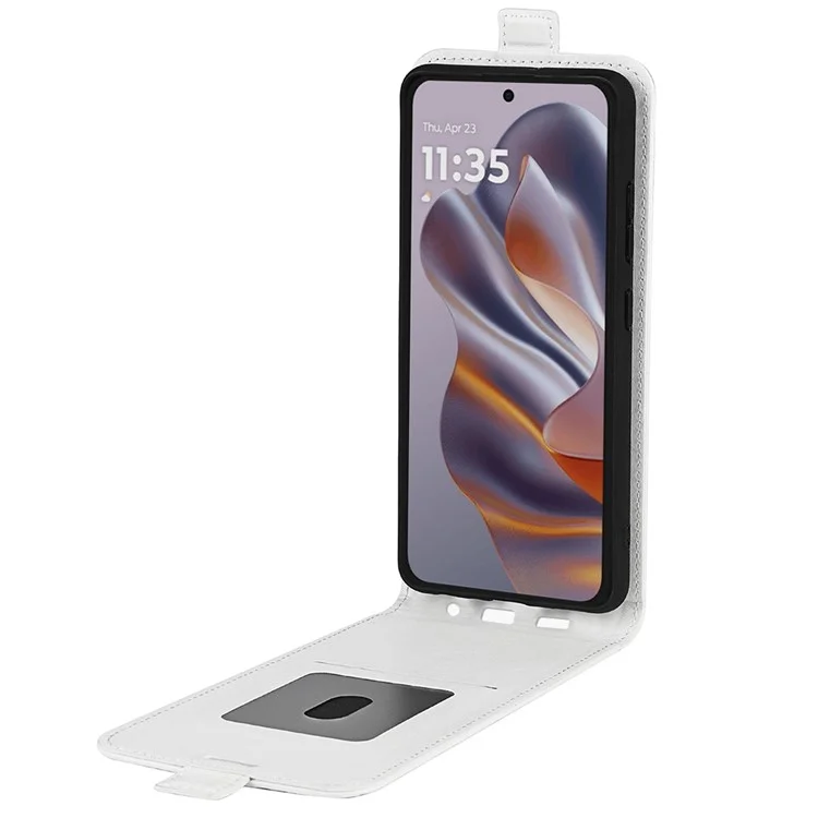 Capa para Motorola Edge 50 Neo 5G com Slots para Cartões Vertical Flip Leather Phone - Branca