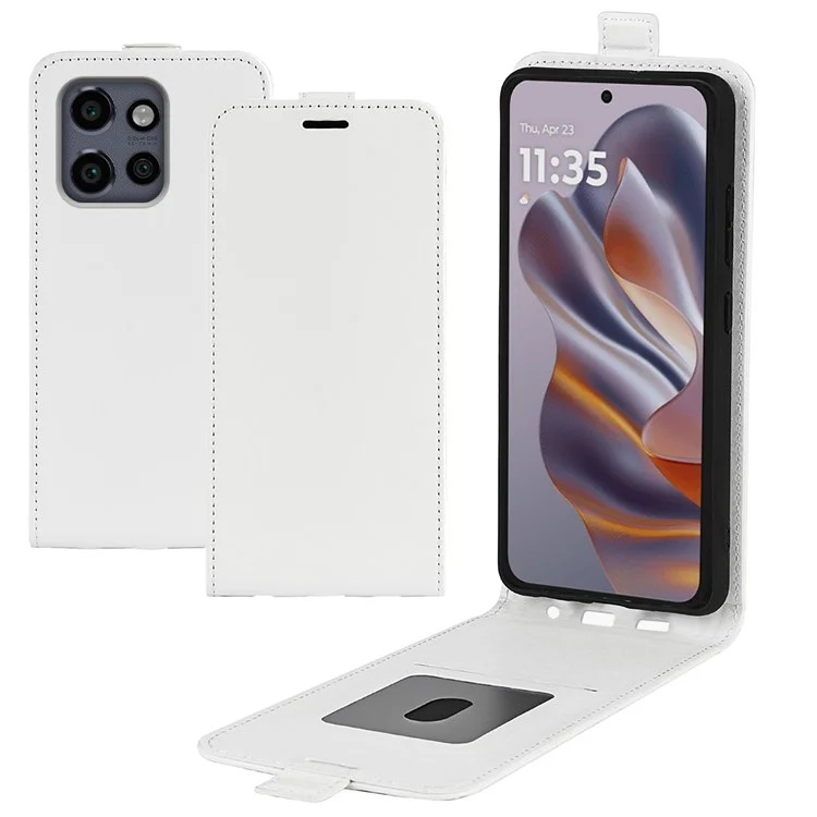Capa para Motorola Edge 50 Neo 5G com Slots para Cartões Vertical Flip Leather Phone - Branca
