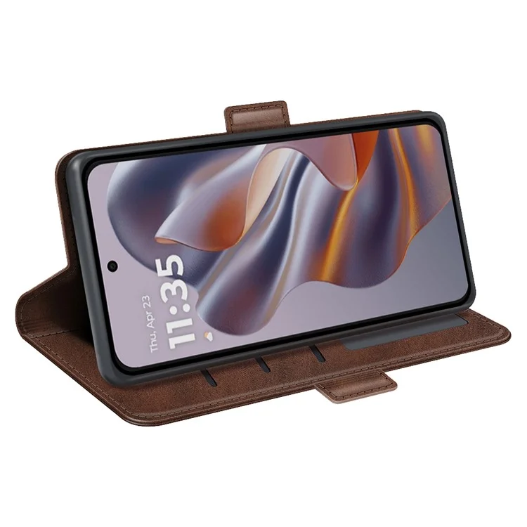 Pour Motorola Edge 50 Neo 5G / Moto S50 5G / Thinkphone 25 5G Étui de support en cuir à texture de veau - Marron