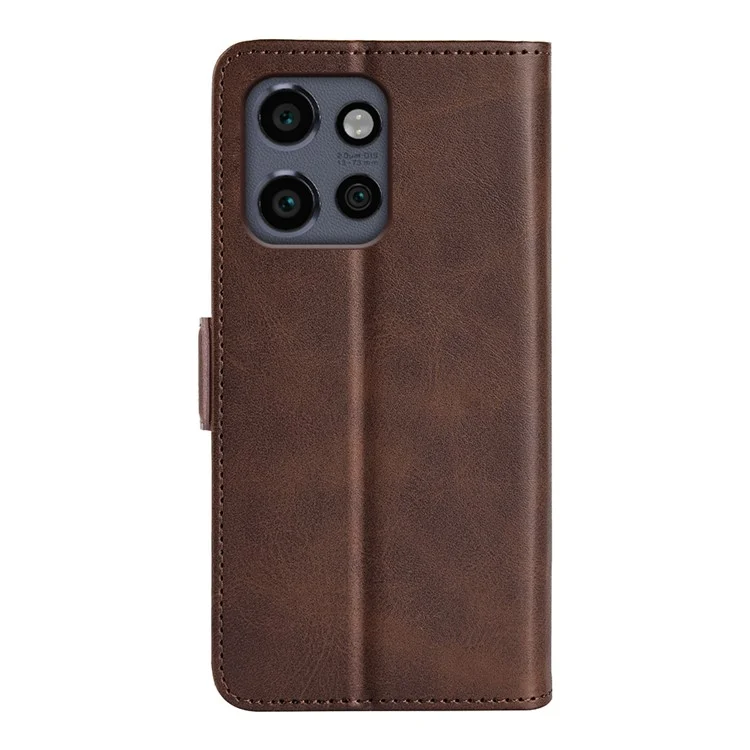 Pour Motorola Edge 50 Neo 5G / Moto S50 5G / Thinkphone 25 5G Étui de support en cuir à texture de veau - Marron