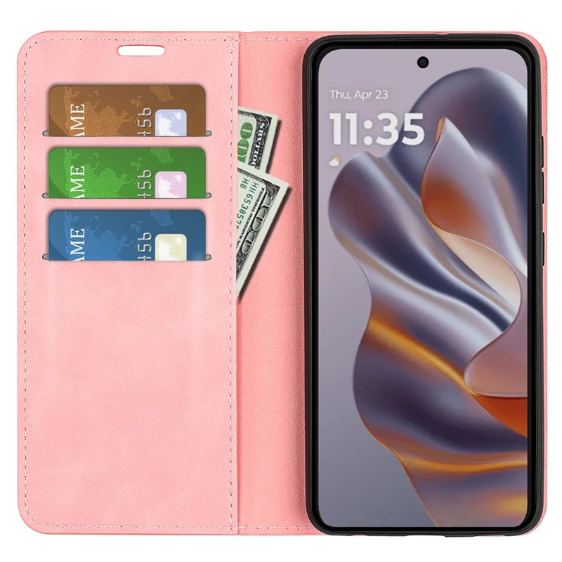 For Motorola Edge 60 Neo 5G / Edge 50 Neo 5G / Moto S50 5G / ThinkPhone 25 5G Case Skin-Touch Leather Wallet Phone Cover - Pink