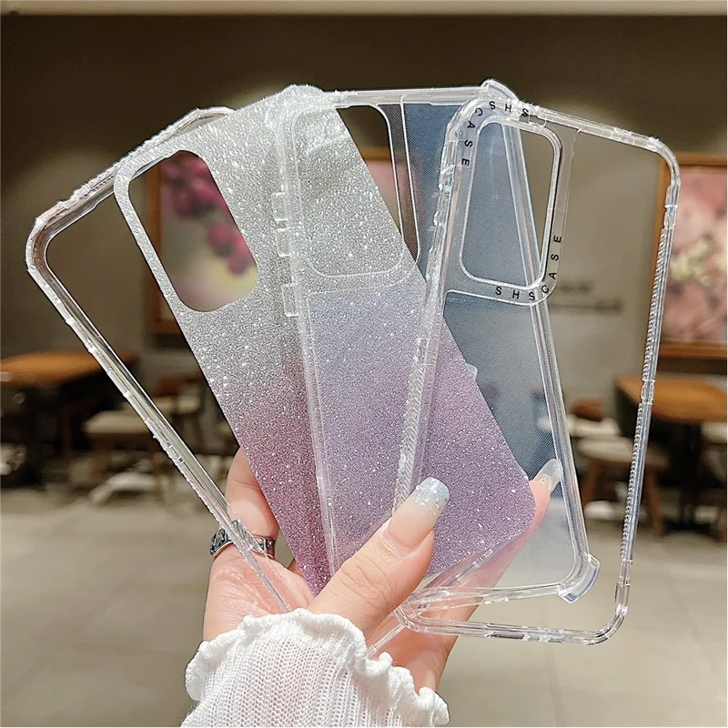 For Samsung Galaxy A55 5G Case Glitter Design PC+TPU Shockproof Phone Cover - Pink