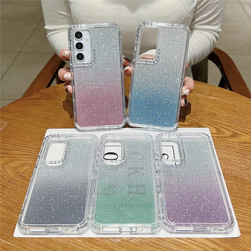 For Samsung Galaxy A55 5G Case Glitter Design PC+TPU Shockproof Phone Cover - Pink