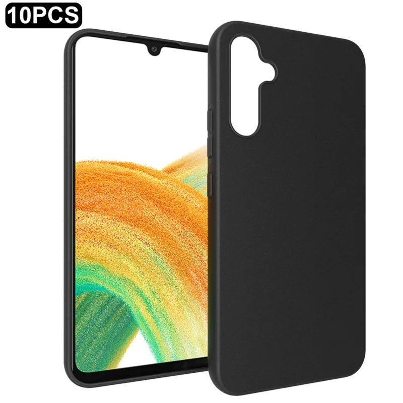 10 pezzi / confezione per Samsung Galaxy A34 5G Case Anti-Fingerprint Soft TPU Protective Cover - Nero
