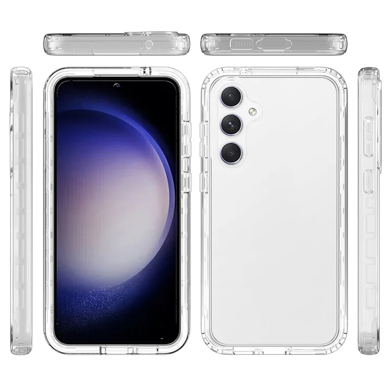 Funda para Samsung Galaxy S24 FE PC+TPU transparente Cubierta de teléfono con película de pantalla PET - Transparente
