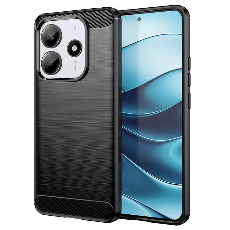 Für Xiaomi Redmi Note 14 5G Case Carbon Fiber Textur TPU gebürstete Handyhülle - Schwarz