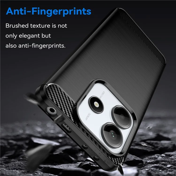 Für Xiaomi Redmi Note 14 5G Case Carbon Fiber Textur TPU gebürstete Handyhülle - Schwarz