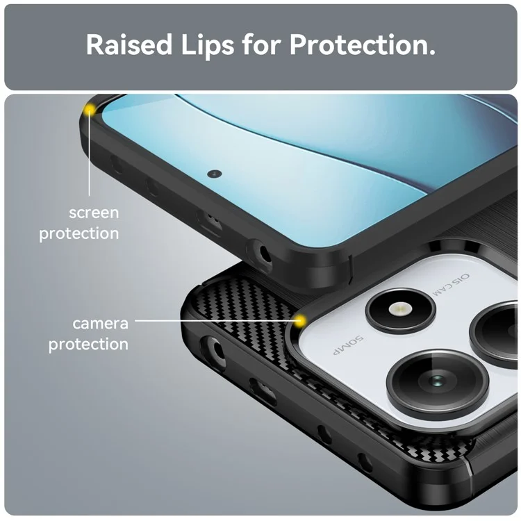 Für Xiaomi Redmi Note 14 5G Case Carbon Fiber Textur TPU gebürstete Handyhülle - Schwarz