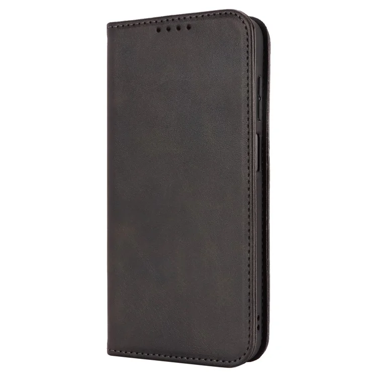 For Samsung Galaxy A16 5G / 4G Case PU Leather Calf Textured Magnetic Closing Smart Phone Cover - Black