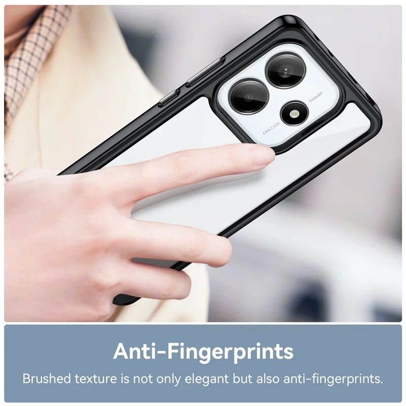 Pour Xiaomi Redmi Note 14 5G Étui TPU + Couvercle de téléphone protecteur en acrylique transparent - Noir