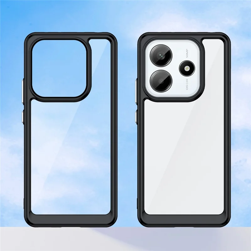 Pour Xiaomi Redmi Note 14 5G Étui TPU + Couvercle de téléphone protecteur en acrylique transparent - Noir
