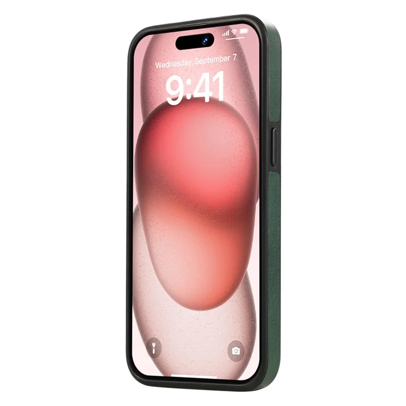 For iPhone 14 Pro Max PU Leather Back Case Card Holder Kickstand Phone Cover with Wrist Strap - Green