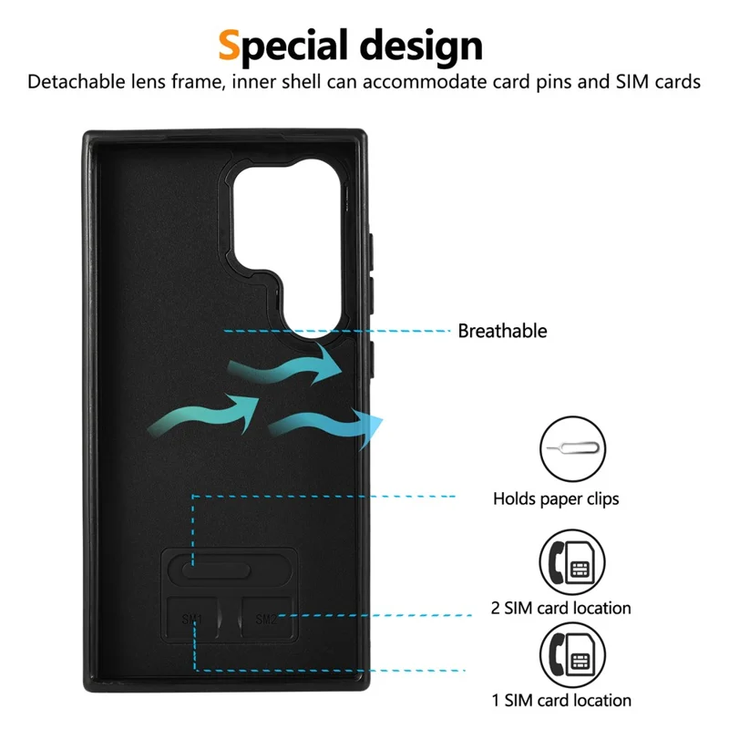 For Samsung Galaxy S24 Ultra PU Leather Back Case Card Holder Kickstand Phone Cover with Wrist Strap - Blue