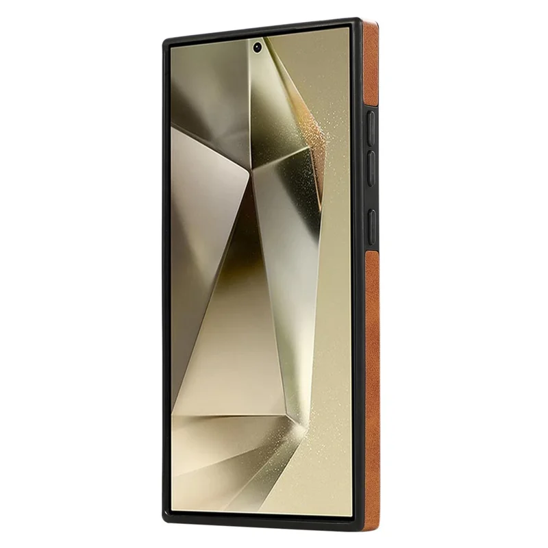 For Samsung Galaxy S24 Ultra PU Leather Back Case Card Holder Kickstand Phone Cover with Wrist Strap - Brown
