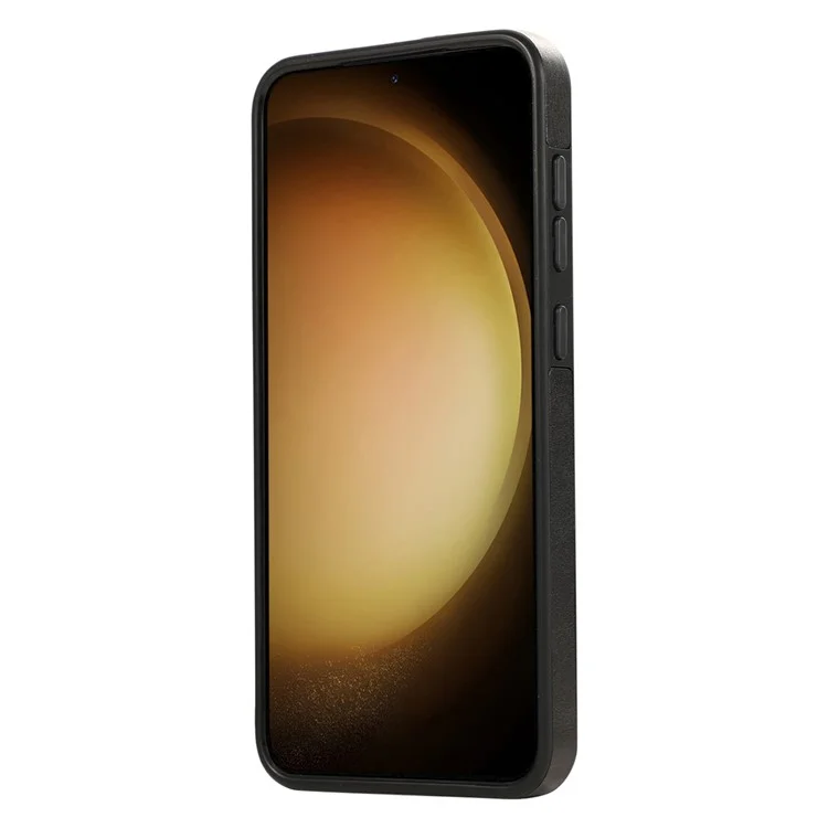 Für Samsung Galaxy S24+ PU-Leder-Rückseitenabdeckung mit Kartenhalter, Kickstand und Handschlaufe - Schwarz