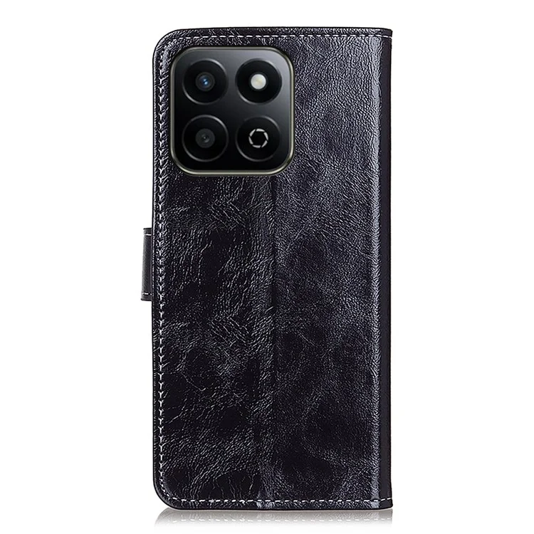 Für Honor 200 Smart 5G / Play 60 Plus 5G Hülle Crazy Horse Textur Leder Handy Geldbörse Cover - Schwarz