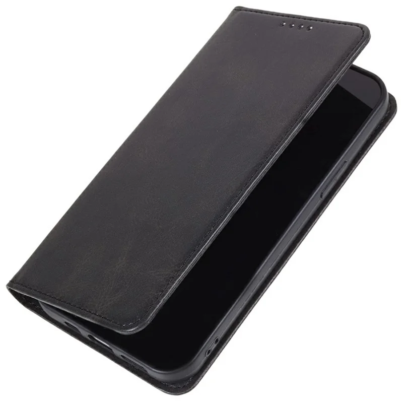 Capa para Xiaomi Redmi 14R 5G, couro PU com textura de bezerro, com forte magnetismo - Preto