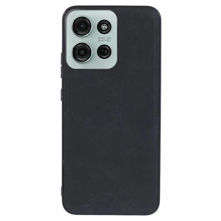 For Motorola Moto G75 5G Case Retro Leather Coated PC+TPU Phone Cover - Black