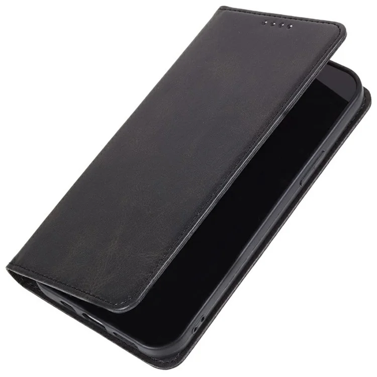 For Motorola Moto G75 5G Case Strong Magnetic PU Leather Phone Cover Calf Texture - Black