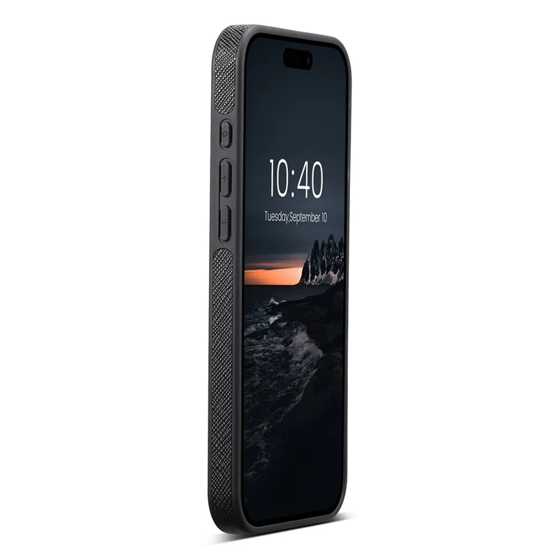 SUTENI M2 For iPhone 16 Pro Max Magnetic Case Cross Texture Leather Back Cover with Detachable Card Bag - Black