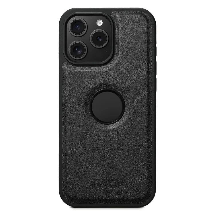 SUTENI M1 para iPhone 16 Pro Funda Magnética Desmontable Bolsa para Tarjetas Textura Encerada Cuero+Funda TPU - Negro