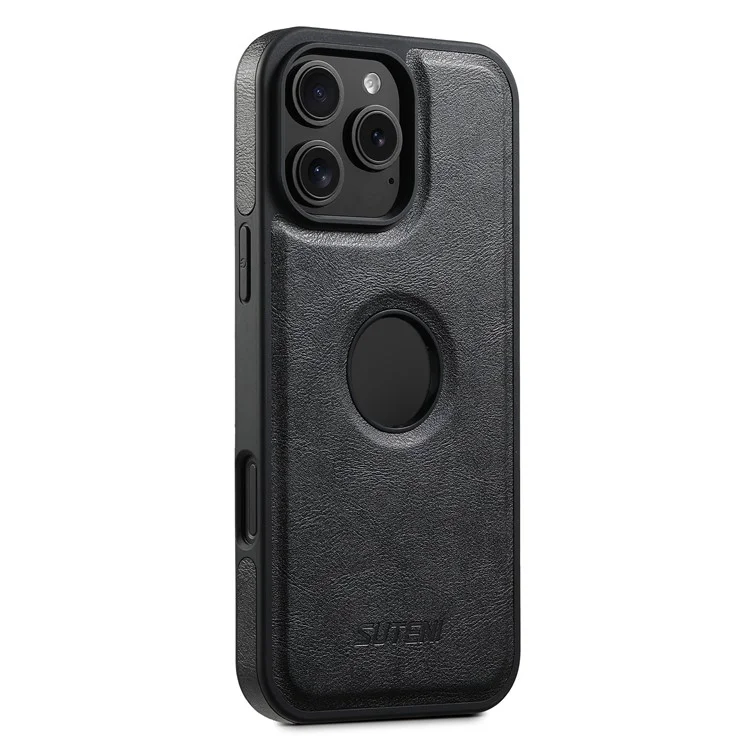 SUTENI M1 para iPhone 16 Pro Funda Magnética Desmontable Bolsa para Tarjetas Textura Encerada Cuero+Funda TPU - Negro