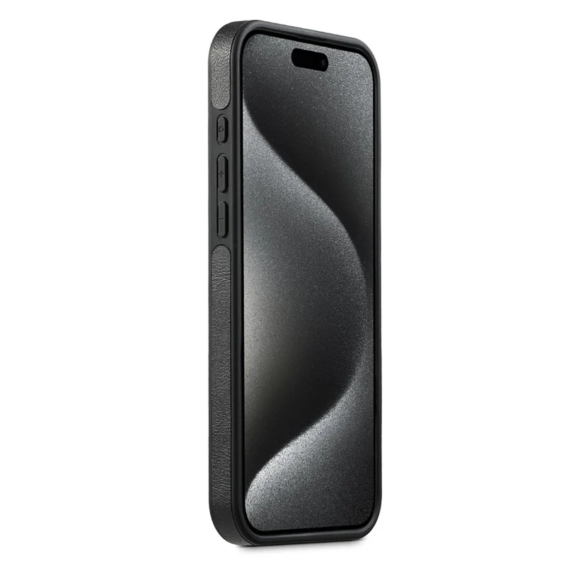 SUTENI G1 per iPhone 16 Plus Custodia Magnetica Texture Pelle Cerata TPU Cover per Telefono - Nera