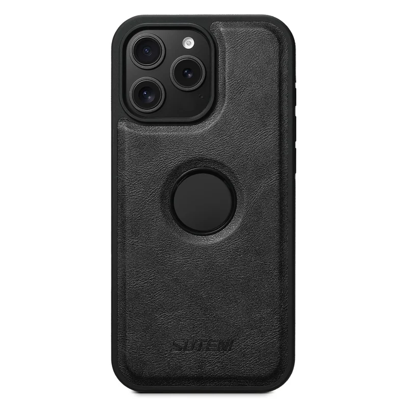 Custodia magnetica SUTENI G1 per iPhone 16 Pro con texture cerata e rivestimento in pelle TPU - Nera