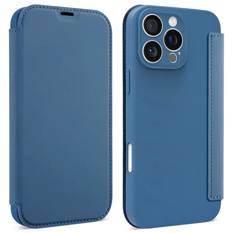 For iPhone 16 Pro Max Case Card Holder Kickstand Liquid Silicone Phone Cover - Sapphire