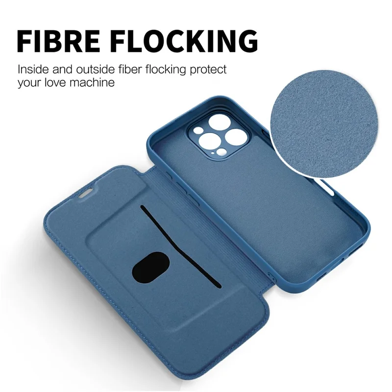 For iPhone 16 Pro Max Case Card Holder Kickstand Liquid Silicone Phone Cover - Sapphire