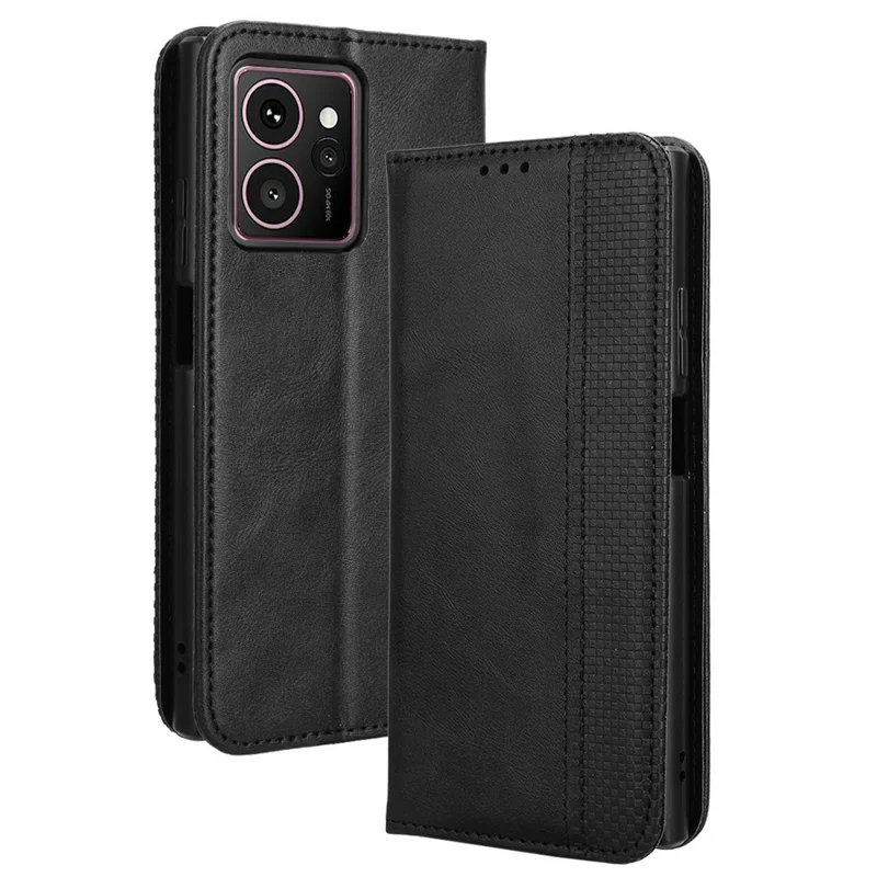 Für HMD Skyline Lederetui Geldbörse Ständer Retro Texture Handyhülle - Schwarz