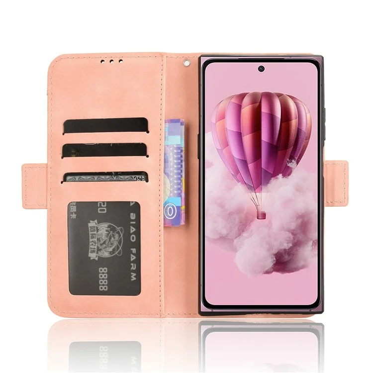 Für HMD Skyline Lederetui Telefon Brieftasche Cover mit mehreren Kartenschlitzen - Pink