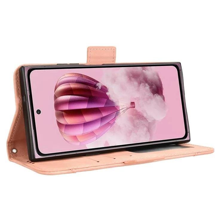 Für HMD Skyline Lederetui Telefon Brieftasche Cover mit mehreren Kartenschlitzen - Pink