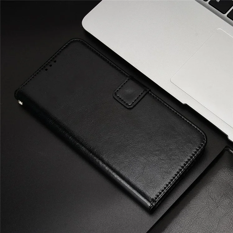 Pour Motorola Moto G75 5G Case Crazy Horse Texture PU Leather Phone Wallet Cover - Noir