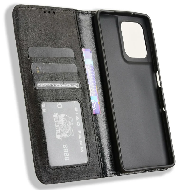 Pour Motorola Moto G75 5G Étui en cuir Portefeuille Support Texture rétro Étui téléphone - Noir