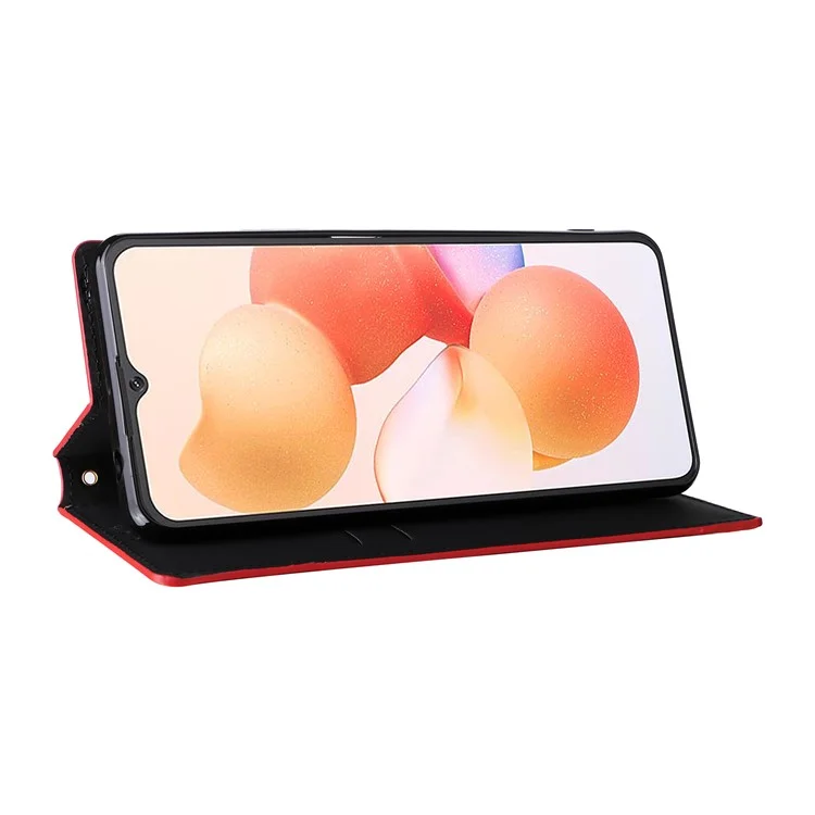 Para Capa Carteira Cubot A10, Estampa Rombo de Couro para Telefone - Vermelho