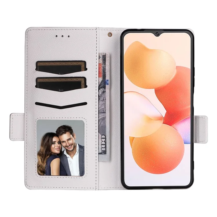 Para Cubot A10 Caso Litchi Textura PU Couro Carteira Flip Capa do Telefone - Branco
