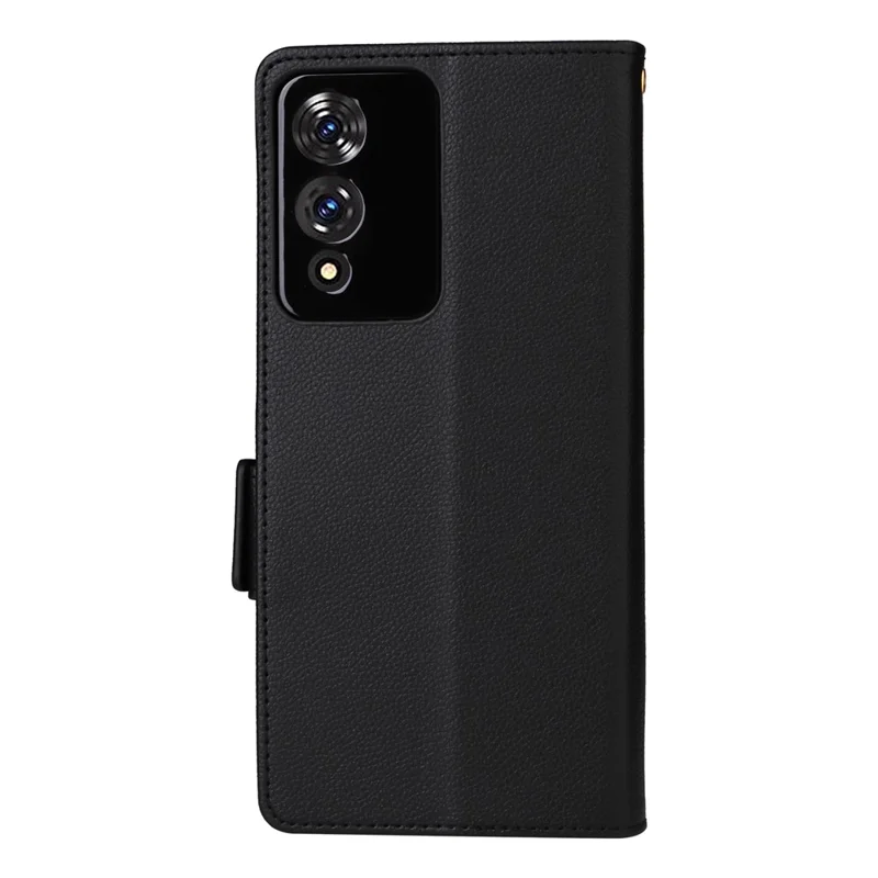For Cubot A10 Case with Wrist Strap Litchi Texture PU Leather Wallet Phone Cover - Black