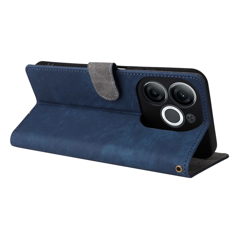 For itel A80 4G A671LC Wallet Case RFID Blocking PU Leather Cover Stand View - Blue