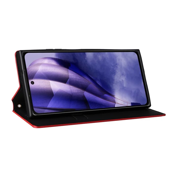 Para HMD Skyline Wallet Case Capa de Telefone em Couro Estampado Rombo - Vermelho