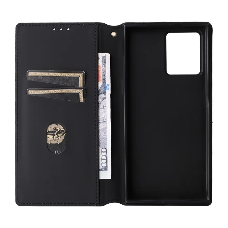Para HMD Skyline Wallet Case Capa de Telefone em Couro Estampado Rombo - Vermelho