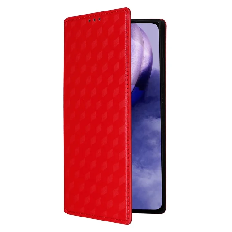 Para HMD Skyline Wallet Case Capa de Telefone em Couro Estampado Rombo - Vermelho