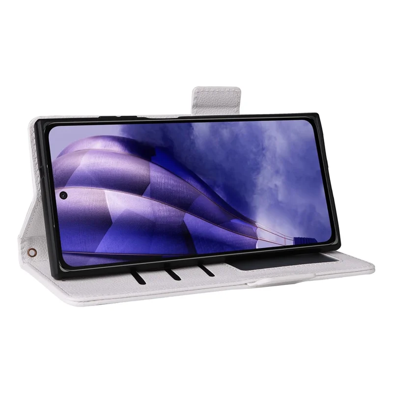 For HMD Skyline Case with Wrist Strap Litchi Texture PU Leather Wallet Phone Cover - White